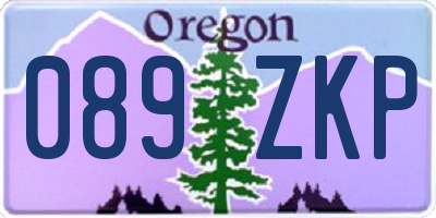 OR license plate 089ZKP