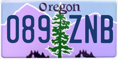 OR license plate 089ZNB