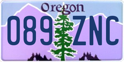 OR license plate 089ZNC