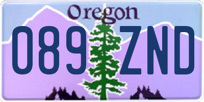 OR license plate 089ZND