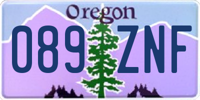 OR license plate 089ZNF