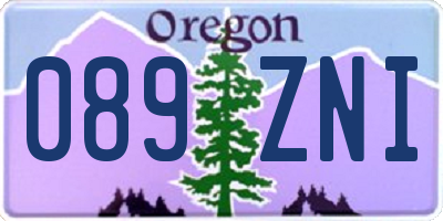 OR license plate 089ZNI