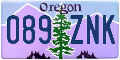 OR license plate 089ZNK