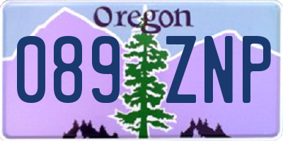 OR license plate 089ZNP