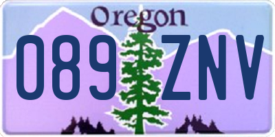OR license plate 089ZNV