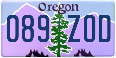 OR license plate 089ZOD