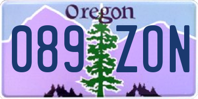 OR license plate 089ZON