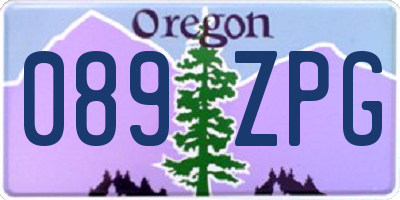 OR license plate 089ZPG
