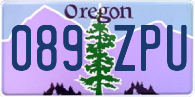 OR license plate 089ZPU