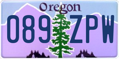 OR license plate 089ZPW