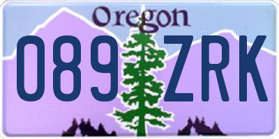 OR license plate 089ZRK