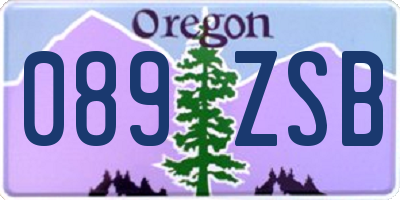 OR license plate 089ZSB