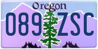 OR license plate 089ZSC