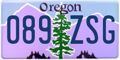 OR license plate 089ZSG