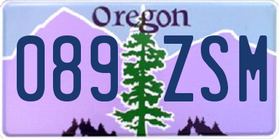 OR license plate 089ZSM