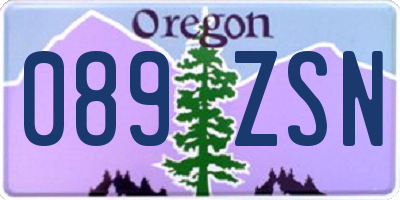 OR license plate 089ZSN