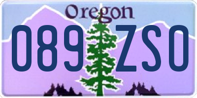 OR license plate 089ZSO