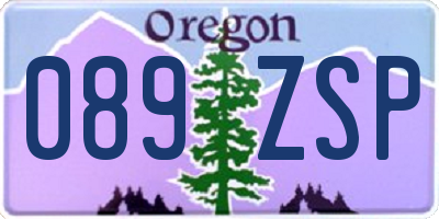 OR license plate 089ZSP