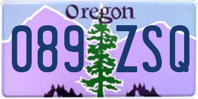 OR license plate 089ZSQ