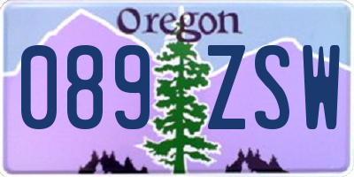 OR license plate 089ZSW