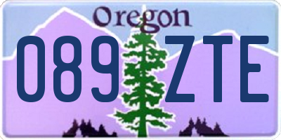 OR license plate 089ZTE
