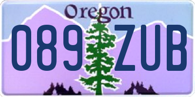 OR license plate 089ZUB