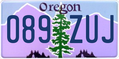 OR license plate 089ZUJ