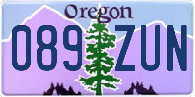 OR license plate 089ZUN