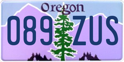 OR license plate 089ZUS