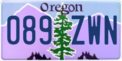 OR license plate 089ZWN