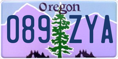 OR license plate 089ZYA