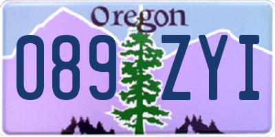 OR license plate 089ZYI