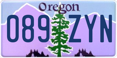 OR license plate 089ZYN