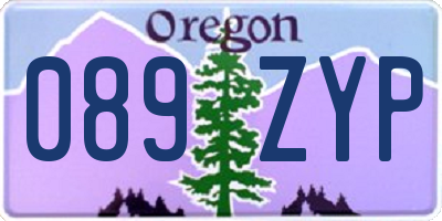 OR license plate 089ZYP