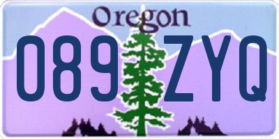 OR license plate 089ZYQ