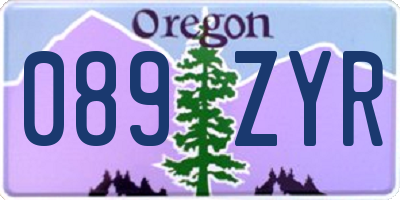 OR license plate 089ZYR