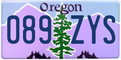 OR license plate 089ZYS
