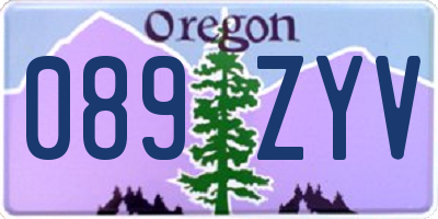 OR license plate 089ZYV
