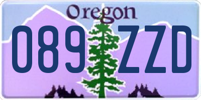 OR license plate 089ZZD
