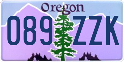 OR license plate 089ZZK