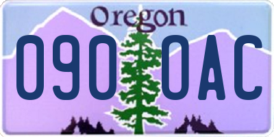 OR license plate 090OAC