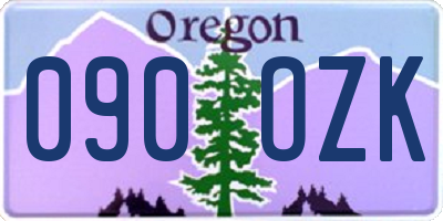 OR license plate 090OZK