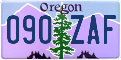 OR license plate 090ZAF