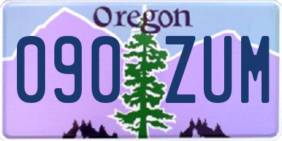 OR license plate 090ZUM