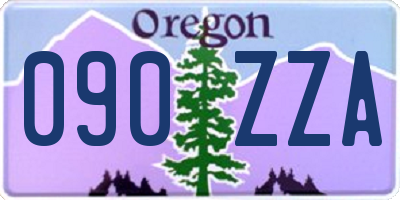 OR license plate 090ZZA