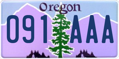OR license plate 091AAA