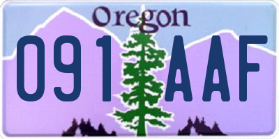 OR license plate 091AAF