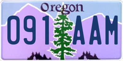 OR license plate 091AAM