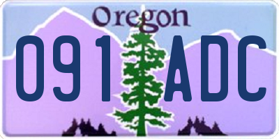 OR license plate 091ADC