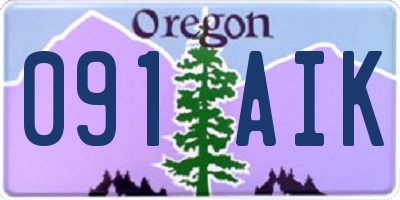 OR license plate 091AIK